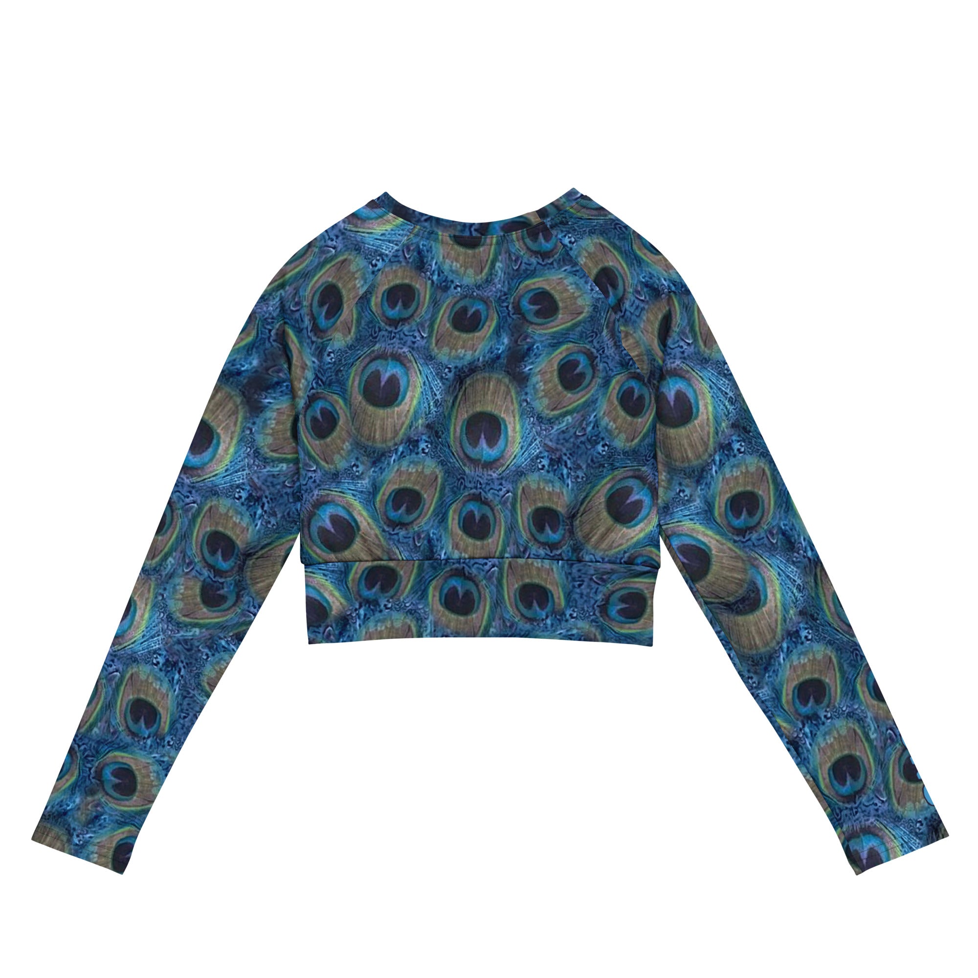 THE ESSENTIAL LONG SLEEVE FITTED PEACOCK CROP TOP