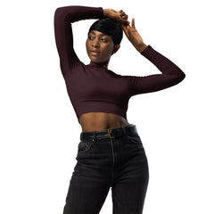 THE ESSENTIAL LONG SLEEVE FITTED CABERNET CROP TOP