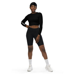 THE ESSENTIAL LONG SLEEVE FITTED BLACK CROP TOP