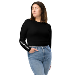 THE ESSENTIAL LONG SLEEVE FITTED BLACK CROP TOP