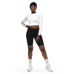 THE ESSENTIAL LONG SLEEVE FITTED WHITE CROP TOP