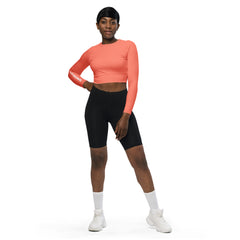 THE ESSENTIAL LONG SLEEVE FITTED BRIGHT ORANGE CROP TOP