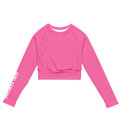 THE ESSENTIAL LONG SLEEVE FITTED BRIGHT PINK CROP TOP