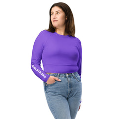 THE ESSENTIAL LONG SLEEVE FITTED BRIGHT PURPLE CROP TOP
