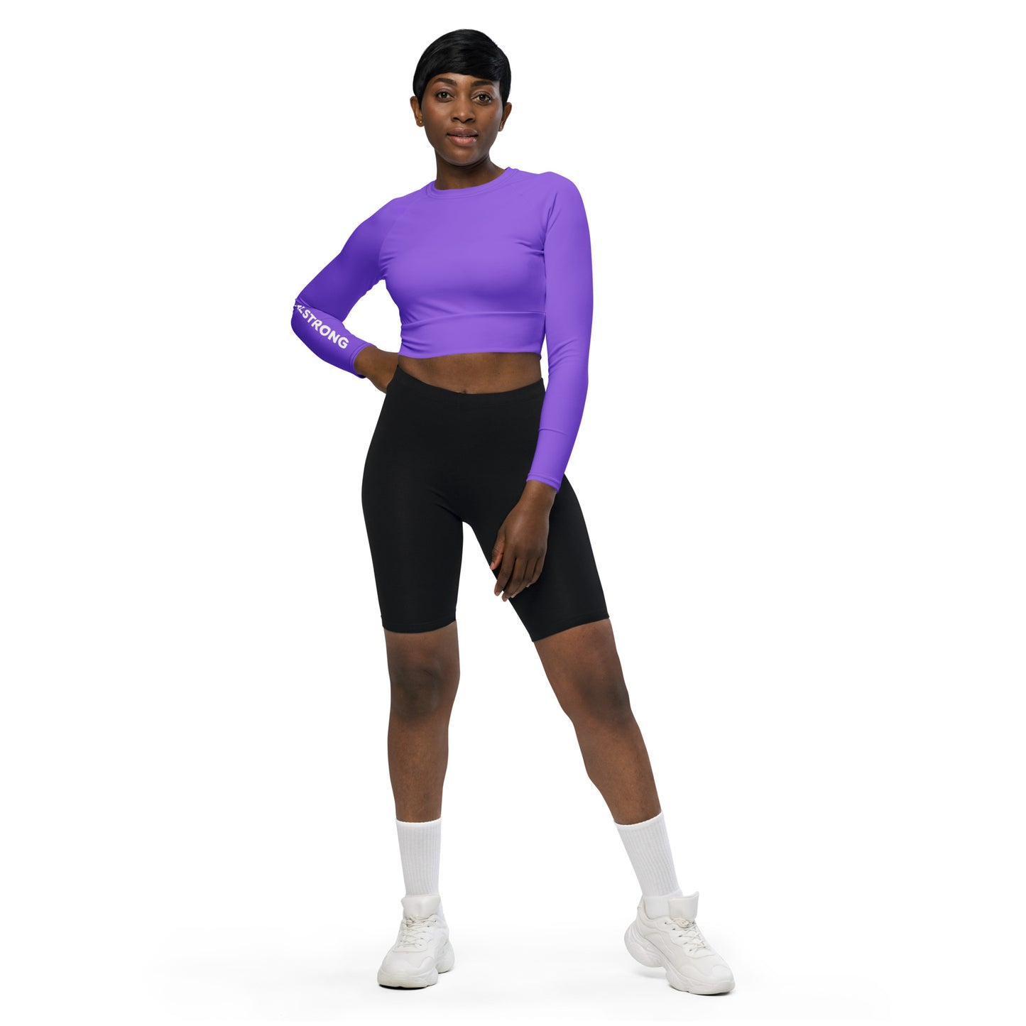 THE ESSENTIAL LONG SLEEVE FITTED CROP TOP BRIGHT PURPLE
