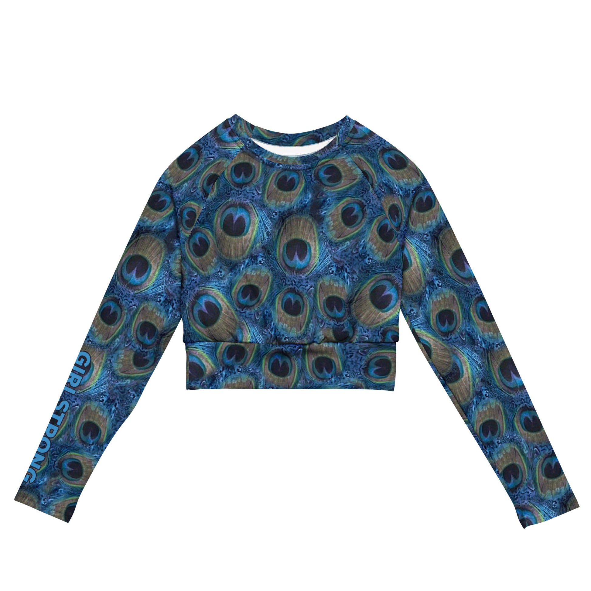 GirlStrong peacock feather long sleeve  crop top 