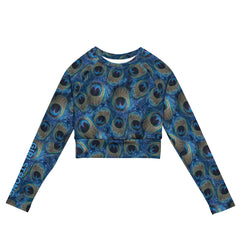GirlStrong peacock feather long sleeve  crop top 