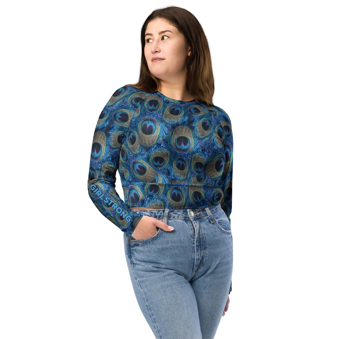 THE ESSENTIAL LONG SLEEVE FITTED CROP TOP PEACOCK