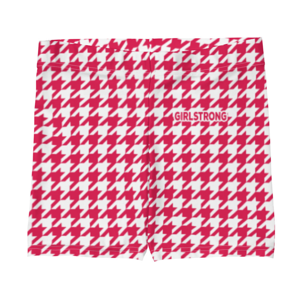 ELEVATED ESSENTIALS, SLIM AND SCULPT SHORTS RETRO RED HOUNDSTOOTH