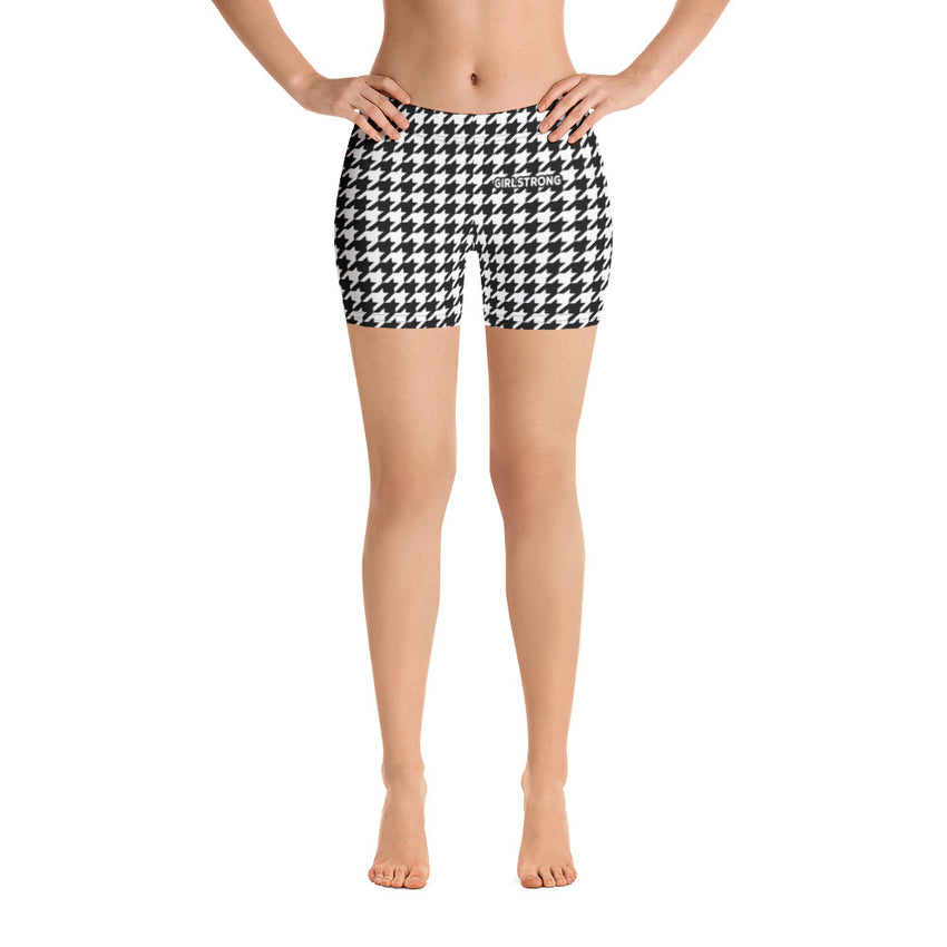 Stay Fashionable with Stylish Women's Shorts in Houndstooth Pattern-girlstronginc.com