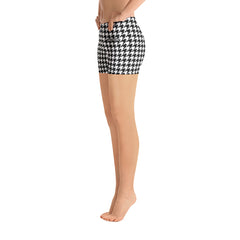 ELEVATED ESSENTIALS, THE PERFECT SPORT SHORTS BLACK WHITE HOUNDSTOOTH