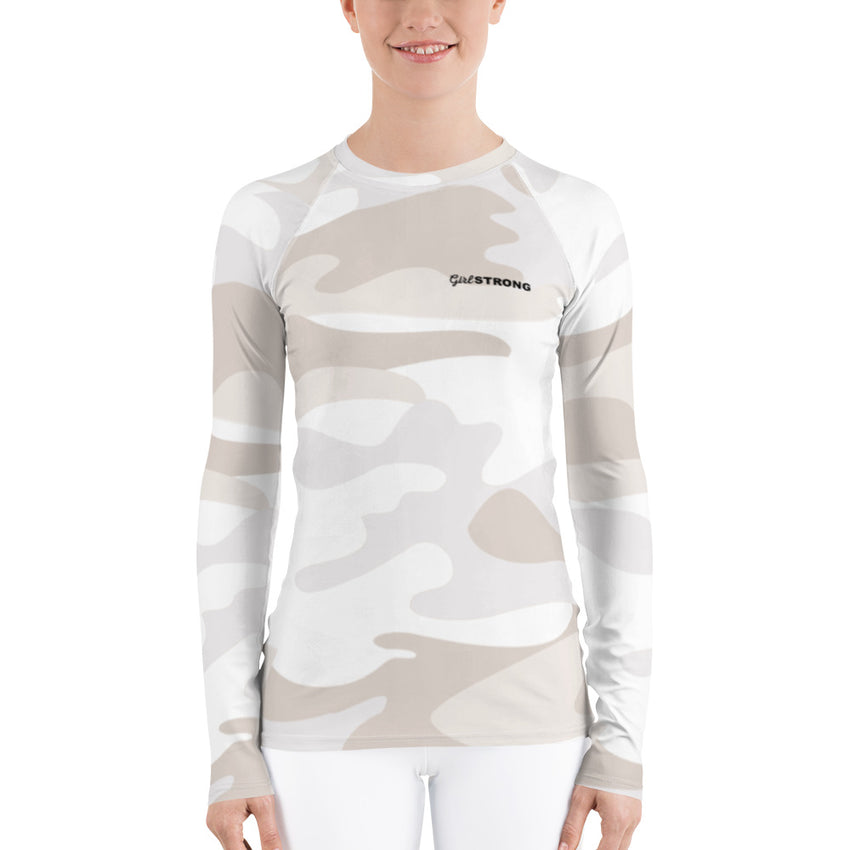 Camouflage print long sleeves female rash guard-girlstronginc.com