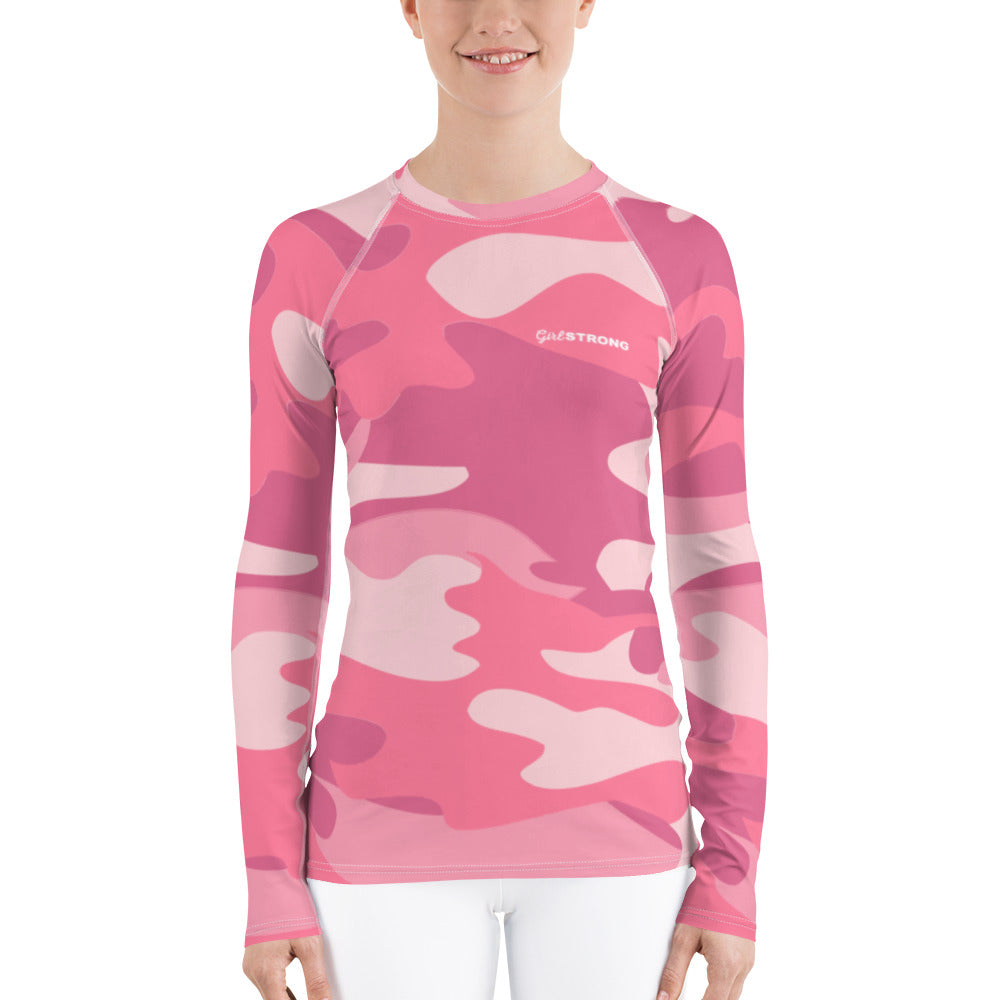 Versatile camouflage print long sleeves female rash guard-girlstronginc.com