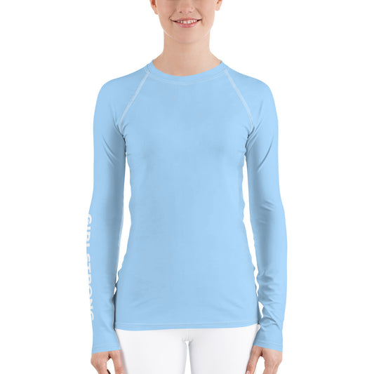 Women's lightweight and breathable blue rash guard-girlstronginc.com