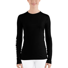 Stylish and comfortable female long sleeves rash guard in black-girlstronginc.com