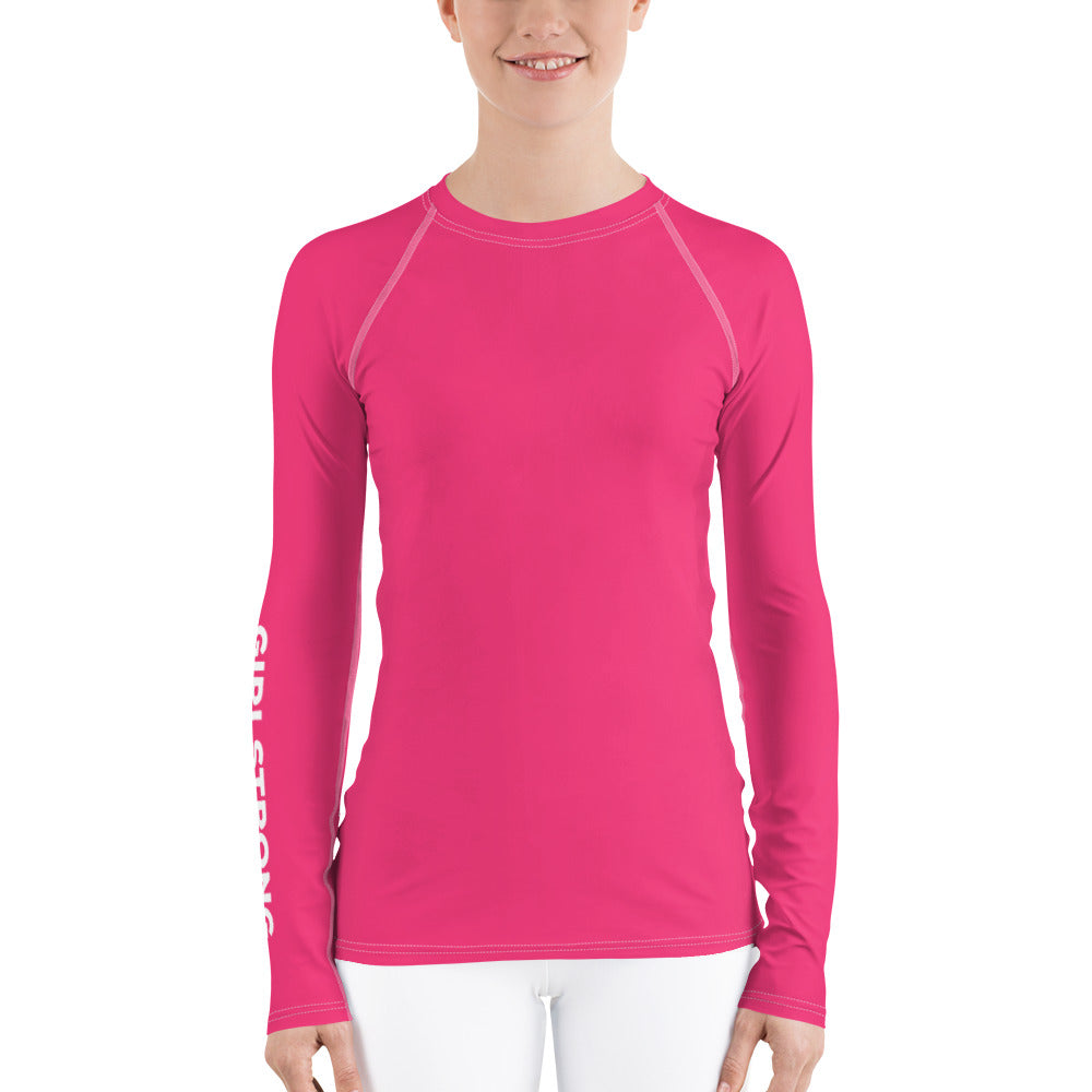 Female Pink colour full sleeves rash guard-girlstronginc.com