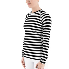 WATERSIDE UPF LONG SLEEVES RASH GUARD BLACK & WHITE