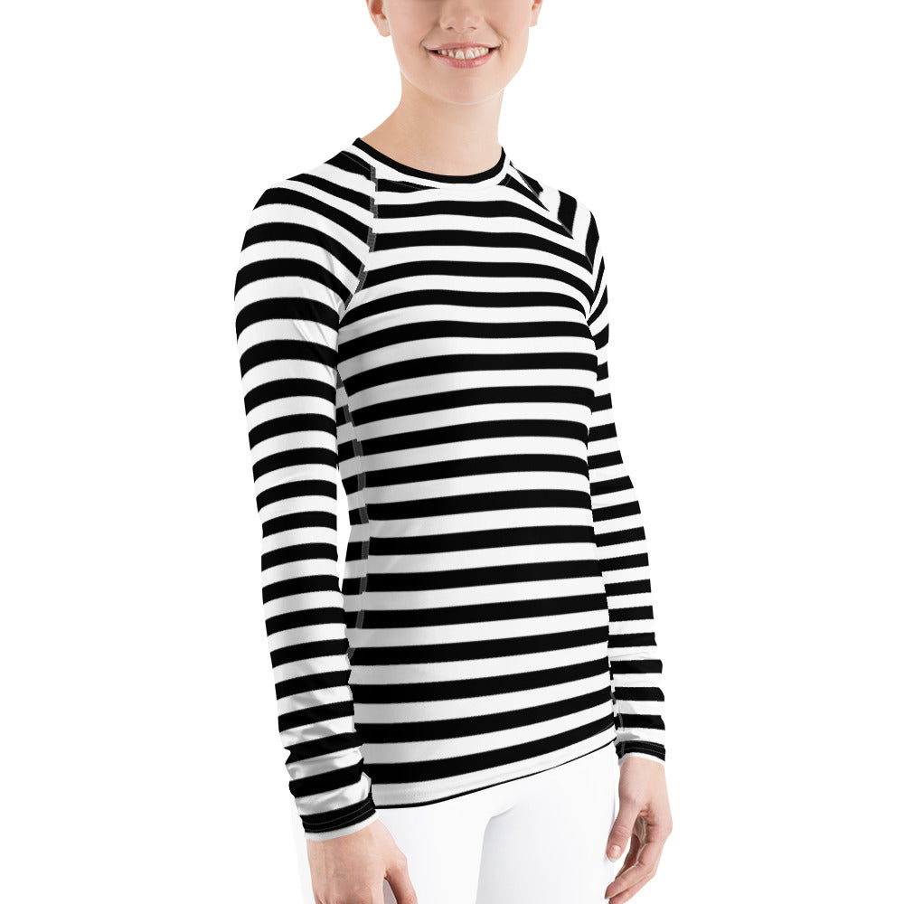 UPF 50 LONG SLEEVES RASHGUARD BLACK & WHITE