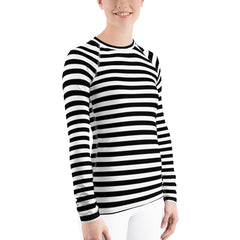 WATERSIDE UPF LONG SLEEVES RASH GUARD BLACK & WHITE