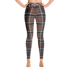 ELEVATED ESSENTIALS, THE PERFECT HIGH WAISTBAND LEGGING VINTAGE PLAID CHOCOLATE AND BLACK