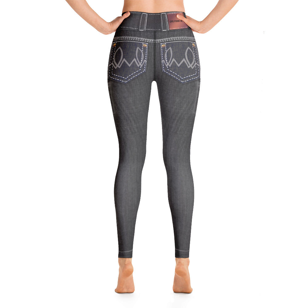 High waist black denim leggings for women Faded Black Jeans Legging –  GIRLSTRONG INC