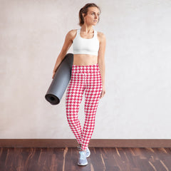 ELEVATED ESSENTIALS, THE PERFECT HIGH WAISTBAND LEGGING RED HOUNDSTOOTH