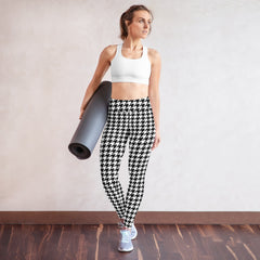 ELEVATED ESSENTIALS, THE PERFECT HIGH WAISTBAND LEGGING BLACK WHITE HOUNDSTOOTH