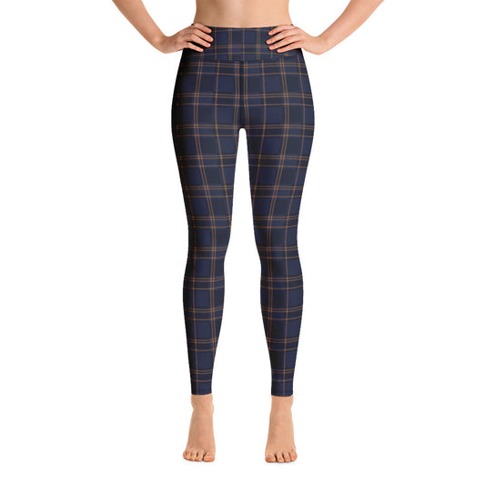 Trendy high waisted leggings - Vintage plaid patterned sportswear for women-girlstronginc.com