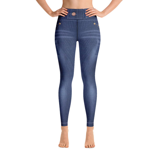 Sporty essential denim leggings - Stylish activewear for women-girlstronginc.com