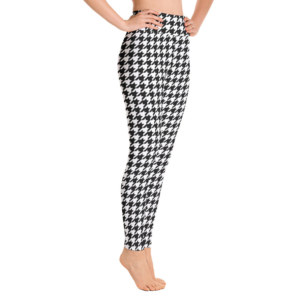 ELEVATED ESSENTIALS, BOOTY BOOSTING HIGH WAISTBAND LEGGING BLACK WHITE HOUNDSTOOTH