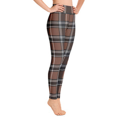 ELEVATED ESSENTIALS, THE PERFECT HIGH WAISTBAND LEGGING VINTAGE PLAID CHOCOLATE AND BLACK