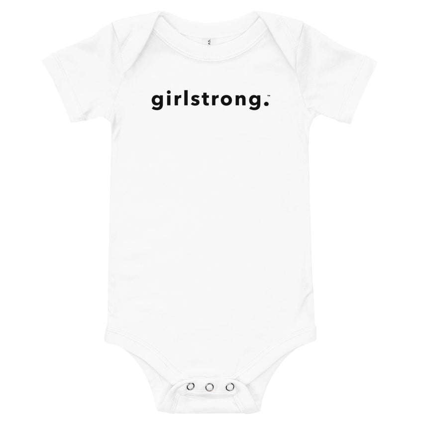 Baby girl fashion with cute girlstrong print onesie-girlstronginc.com