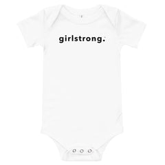 Baby girl fashion with cute girlstrong print onesie-girlstronginc.com