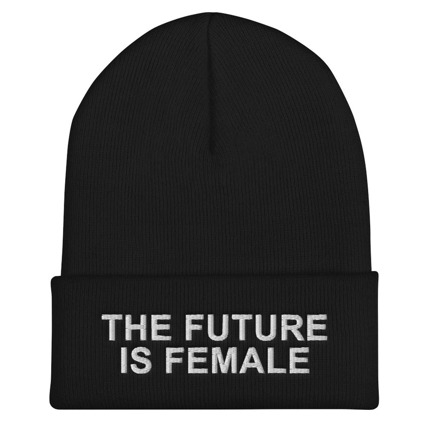 Stylish girls' black beanie with quotes - girlstronginc.com