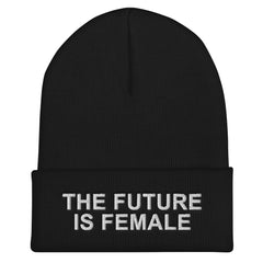 Stylish girls' black beanie with quotes - girlstronginc.com
