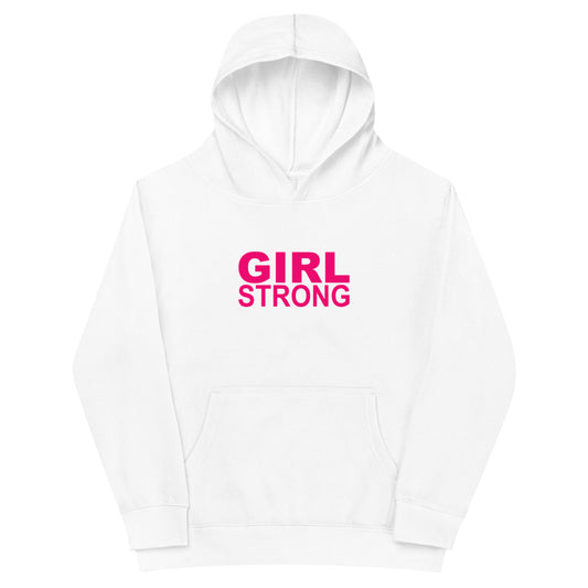 Trendy everyday kids hoodie with girlstrong print -girlstronginc.com