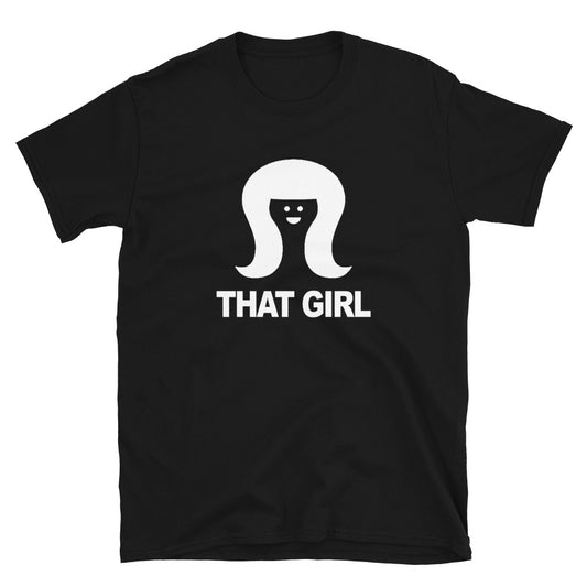 Girl wearing a black t-shirt