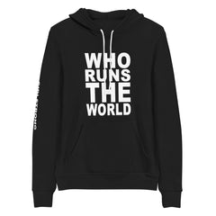 BEST FIT, BEST FEEL FLEECE HOODIE BLACK - WHO RUNS THE WORLD
