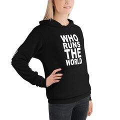 BEST FIT, BEST FEEL FLEECE HOODIE BLACK - WHO RUNS THE WORLD