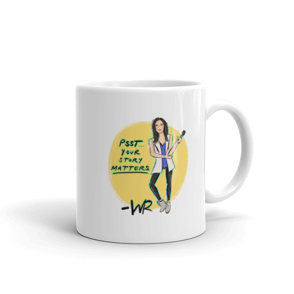 Glossy coffee mug with 'Your story matters' quote-girlstronginc.com
