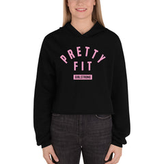 BEST FIT, BEST FEEL FLEECE CROP HOODIE BLACK - PRETTY FIT GIRLSTRONG