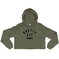 BEST FIT, BEST FEEL FLEECE CROP HOODIE MILITARY GREEN - PRETTY FIT