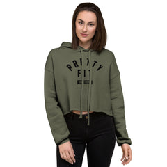 BEST FIT, BEST FEEL FLEECE CROP HOODIE MILITARY GREEN - PRETTY FIT