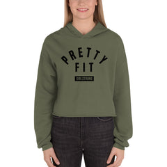 BEST FIT, BEST FEEL FLEECE CROP HOODIE MILITARY GREEN - PRETTY FIT
