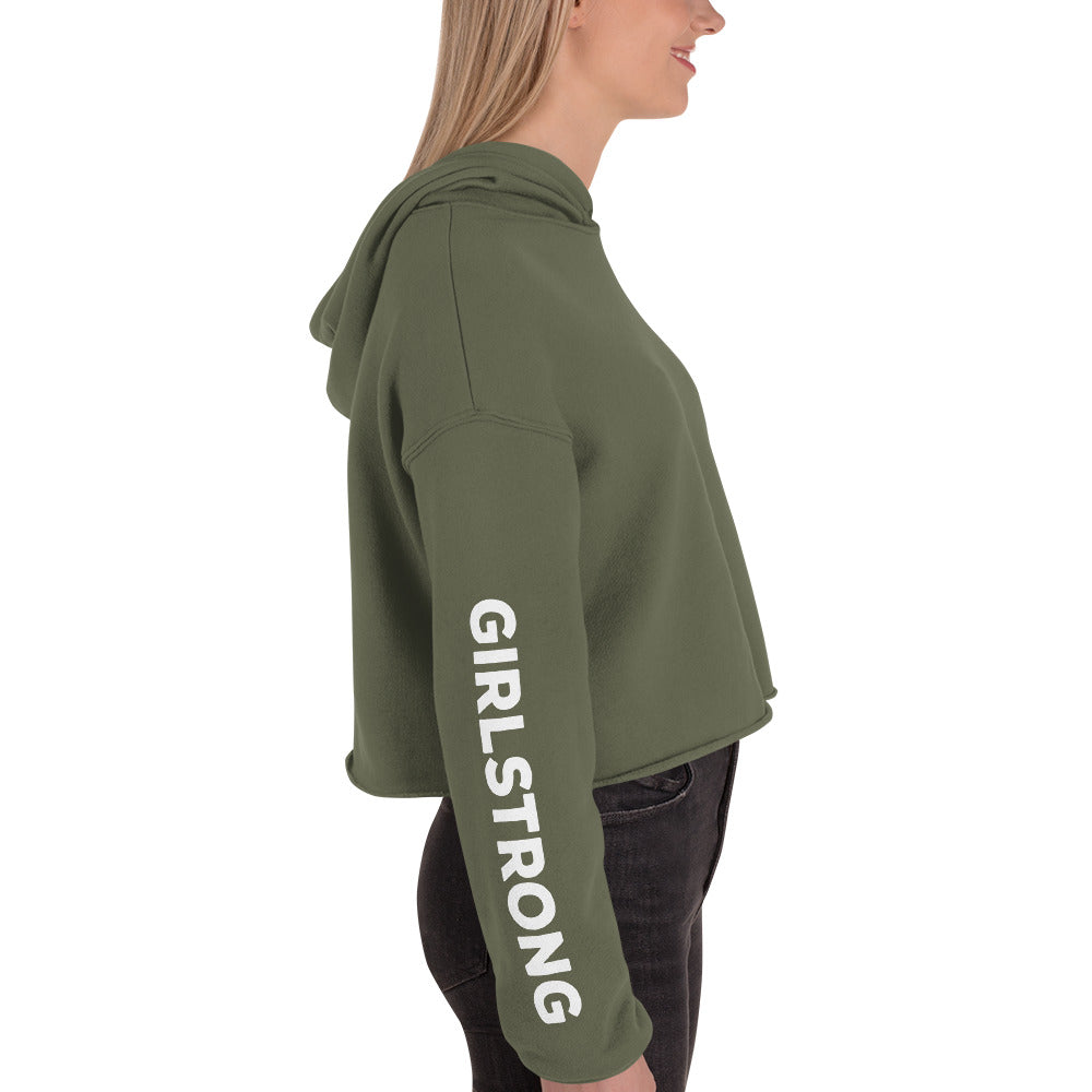 EVERYDAY GIRLSTRONG FLEECE CROPPED HOODIE MILITARY GREEN