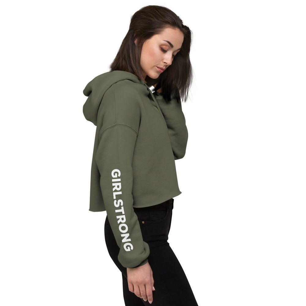 EVERYDAY GIRLSTRONG FLEECE CROPPED HOODIE MILITARY GREEN
