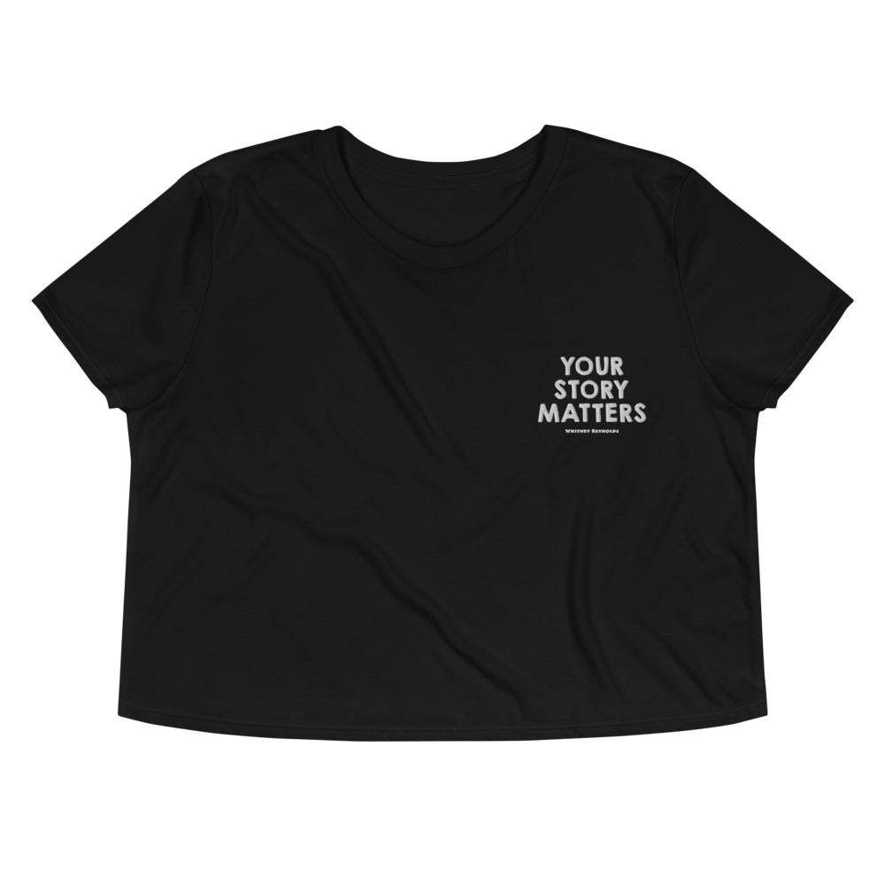 Trendy black crop tee for women with empowering quote-girlstronginc.com