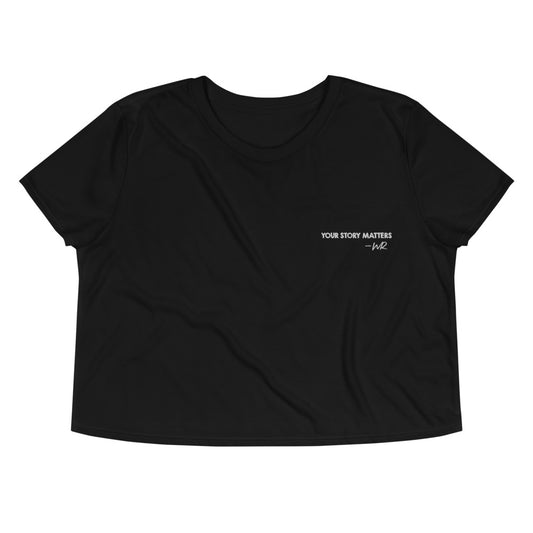 Women's black crop tee with motivational message-girlstronginc.com