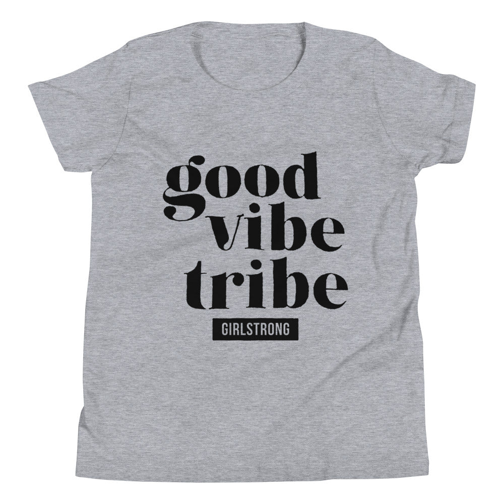 Kids tee shirt with 'Good Vibe Tribe' print -girlstronginc.com