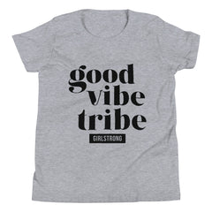 Kids tee shirt with 'Good Vibe Tribe' print -girlstronginc.com